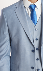 ICONIC FLUX - Light Blue Plain Three Piece Suit