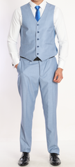 ICONIC FLUX - Light Blue Plain Three Piece Suit