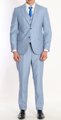 ICONIC FLUX - Light Blue Plain Three Piece Suit