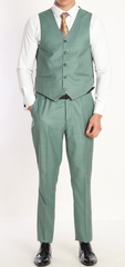 Men's Superb Green Texture Three-Piece Suit