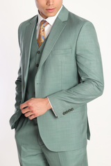 Men's Superb Green Texture Three-Piece Suit