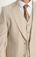 ICONIC FAWN - Beige Plain Three Piece Suit