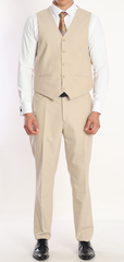 ICONIC FAWN - Beige Plain Three Piece Suit
