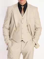 ICONIC FAWN - Beige Plain Three Piece Suit