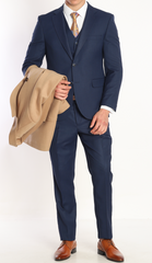 BARRON ARISTOCRAT II - Navy Plain Three Piece Suit