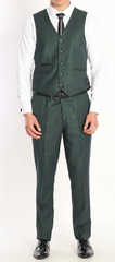 BARRON GREENERA - Green Plain Three Piece Suit
