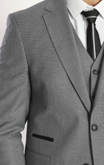 BARRON ASH I - Grey Texture Plain Three Piece Suit