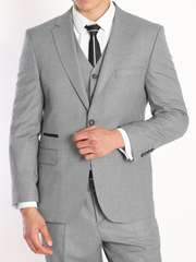 BARRON ASH I - Grey Texture Plain Three Piece Suit