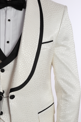 MARDINI MYTH - White Jacquard Four Piece Dinner & Wedding Suit