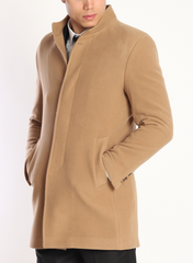 Tan Long Overcoats for Men