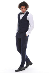Tuxedo Navy suit with satin details and a shawl lapel