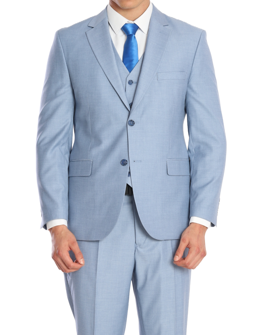 ICONIC FLUX - Light Blue Plain Three Piece Suit