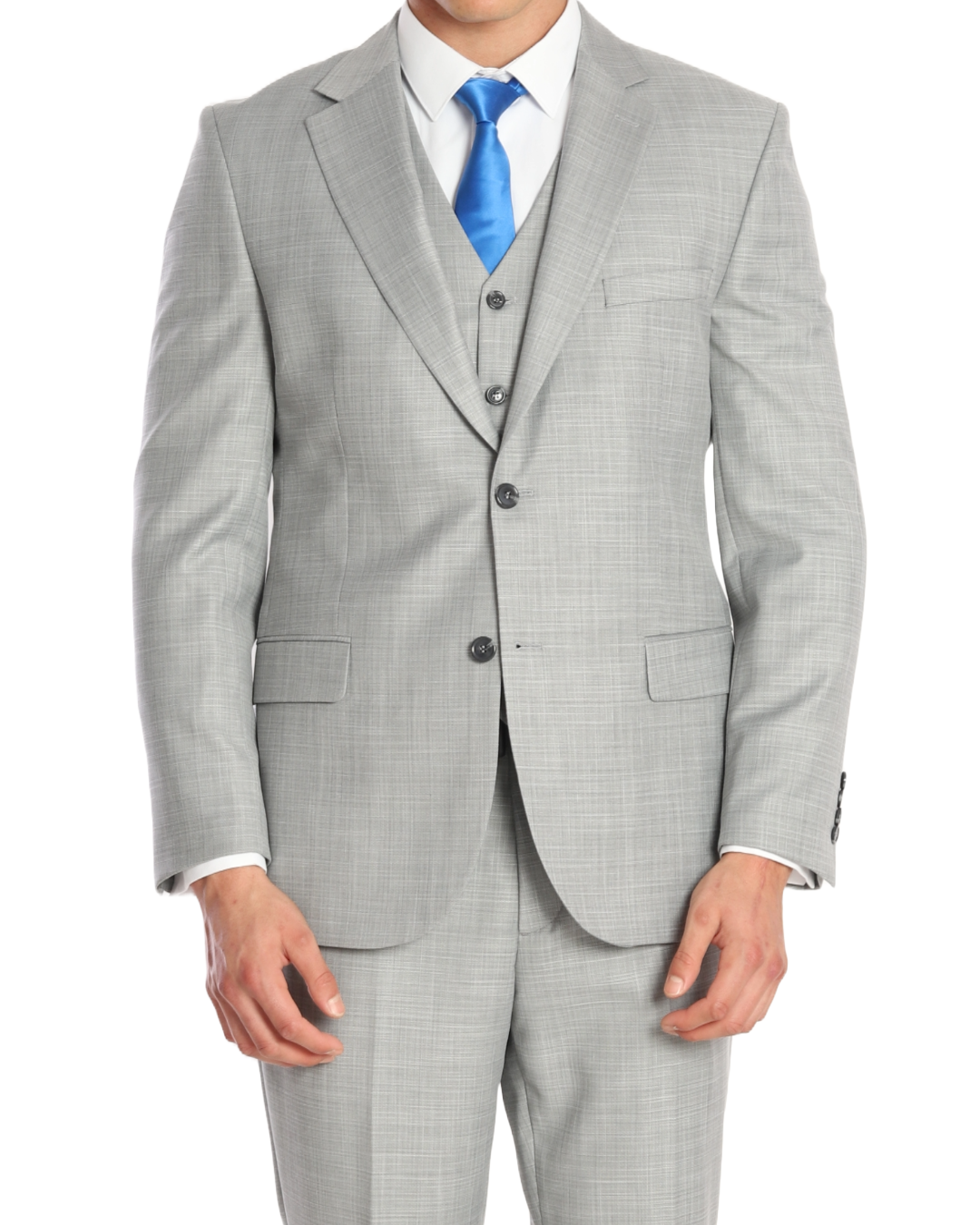 ICONIC ASHEN - Grey Plain Three Piece Suit