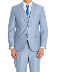 ICONIC FLUX - Light Blue Plain Three Piece Suit