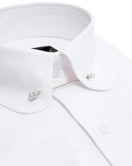 White Pinned Collar Shirt