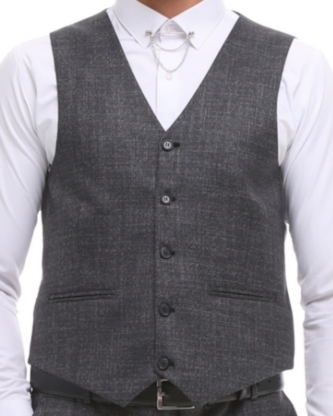 Men's Office Dark-Grey Classic Waistcoat