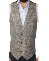 ICONIC GREY TWEED - Grey Double Breasted Waistcoat