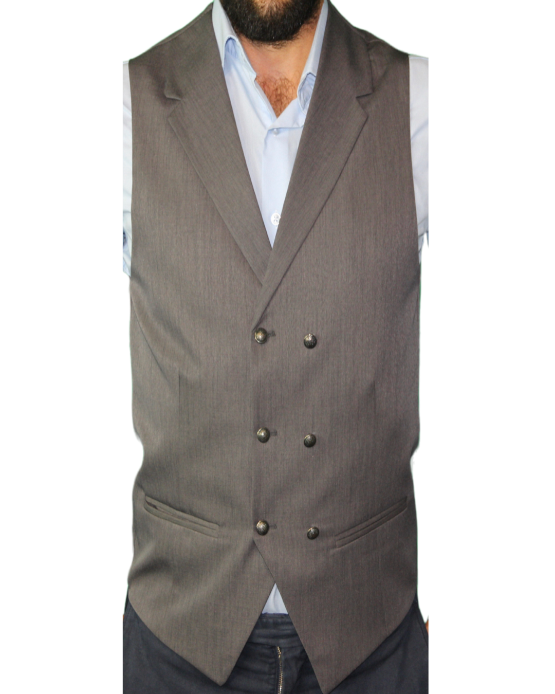 ICONIC GREY - Grey Double Breasted Waistcoat