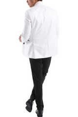 WHITE MASTER - White & Black Floral Jacquard Four Piece Dinner & Wedding Suit