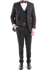 BLACK MASTER TUXEDO - Black Jacquard Four Piece Dinner & Wedding Suit