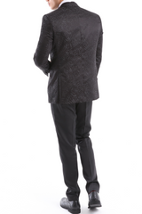 BLACK DIAMOND - Black Jacquard Four Piece Dinner & Wedding Suit