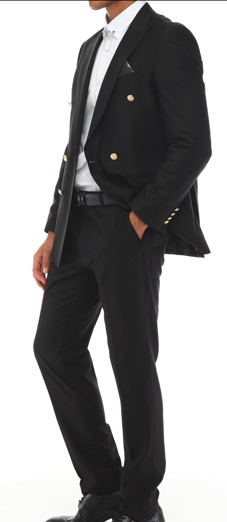 Black Double-Breasted with Gold button Suit for Men