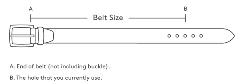 Black Genuine Leather Handmade Belt Size Chart