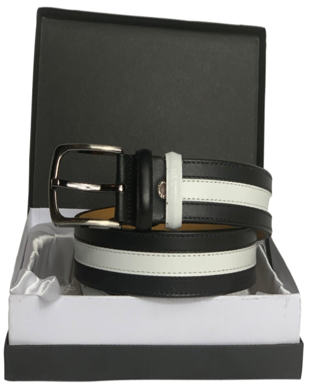Black & White Genuine Leather Handmade Belt - A Designer Limited Edition Production