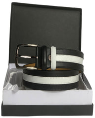 Black & White Genuine Leather Handmade Belt - A Designer Limited Edition Production