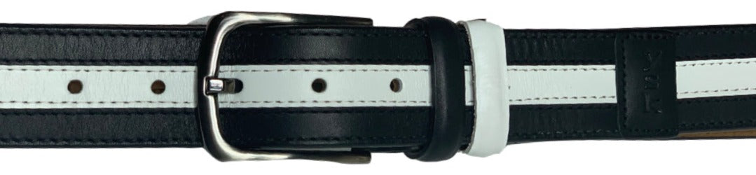 Black & White Genuine Leather Handmade Belt for Men