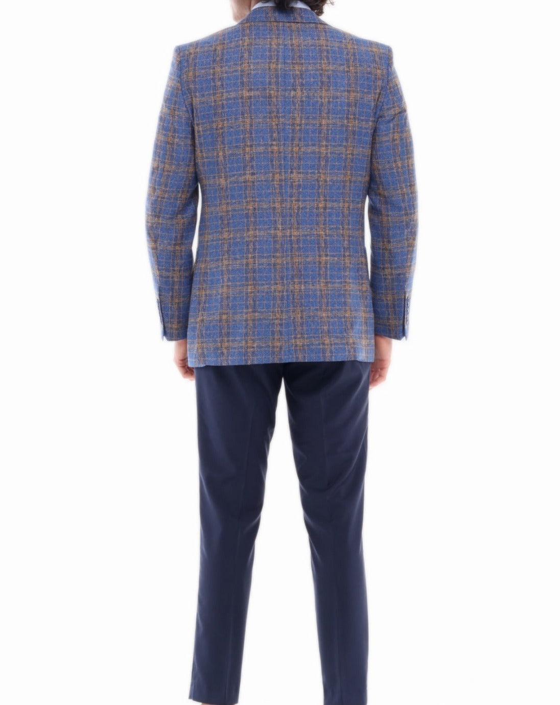 ICONIC STUNNING - Blue & Brown Check Blazer for Men