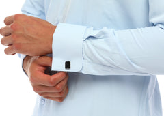 Blue Double Cuff Shirt With Studs for Men