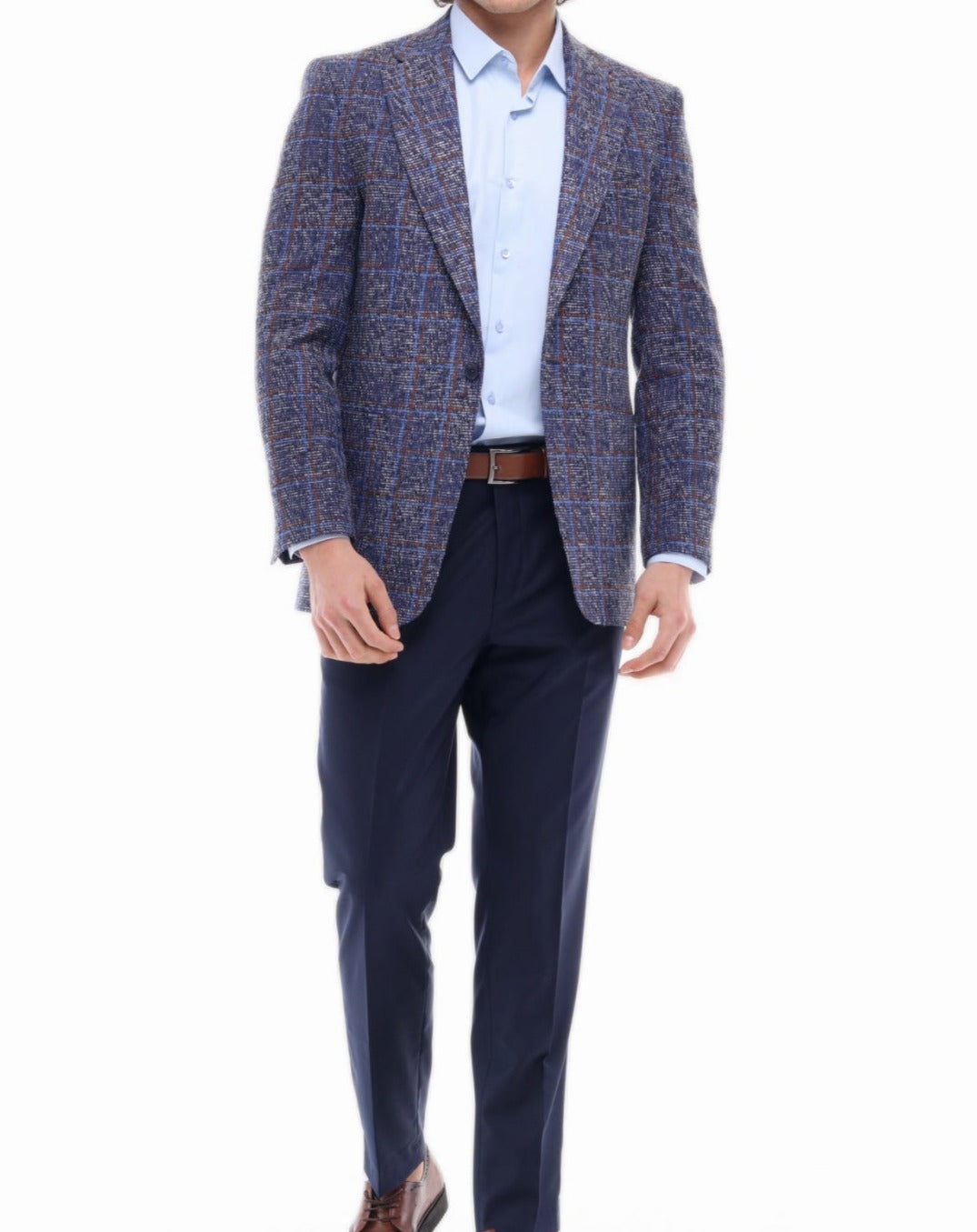 Blue & Purple Tweed Check Blazer