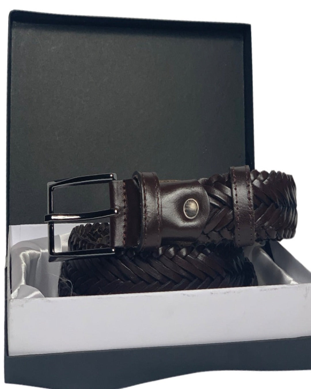 Brown Genuine Leather Handmade Woven Belt