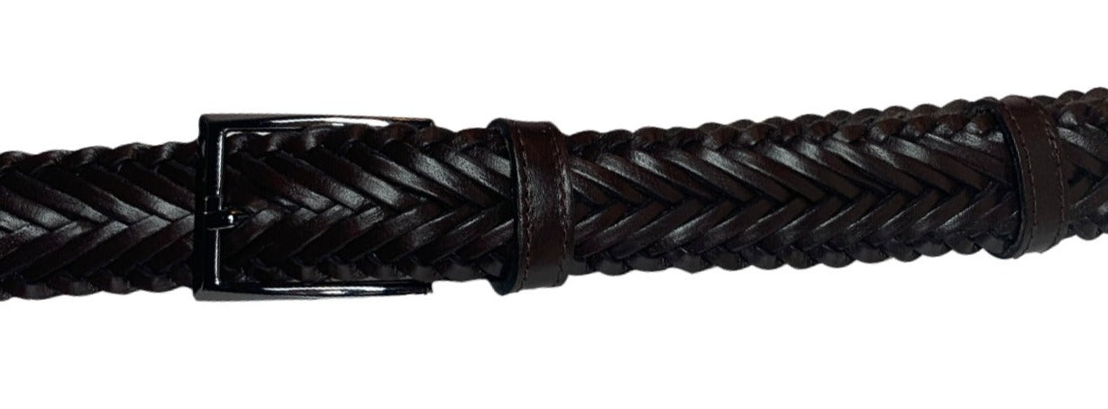 Brown Genuine Leather Handmade Woven Belt for Men