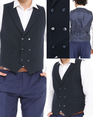 ICONIC NAVY BAKLAVA - Navy Double Breasted Waistcoat