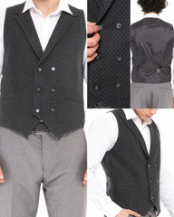 ICONIC GREY BAKLAVA - Grey Double Breasted Waistcoat