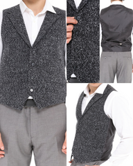 ICONIC BLACK TWEED - Black Single Breasted Waistcoat