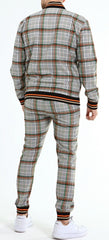 Green and Orange Check bomber jacket for men