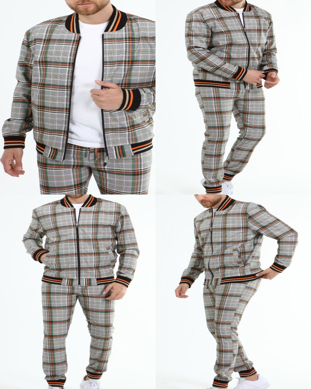 Green and Orange Check tracksuits for men