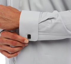 Grey Double Cuff Shirt With Studs for Men