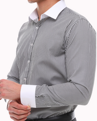 ICONIC BLACK STRIPE - Black Stripe with White Collar Shirt