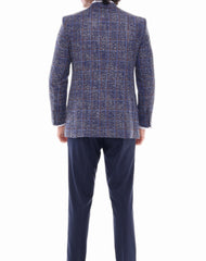 ICONIC CAPTIVATED - Blue & Purple Tweed Check Blazer for Men