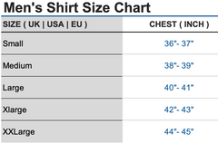 ICONIC LILAC SINGLER - Lilac Single Cuff Shirt Size Chart by ECCA LONDON DESIGN