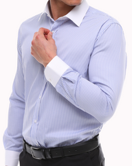 ICONIC LILAC STRIPE - Lilac Stripe with White Collar Shirt