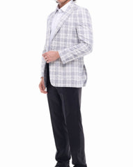 ICONIC PLEASANT - White & Lilac Check Blazer for Men