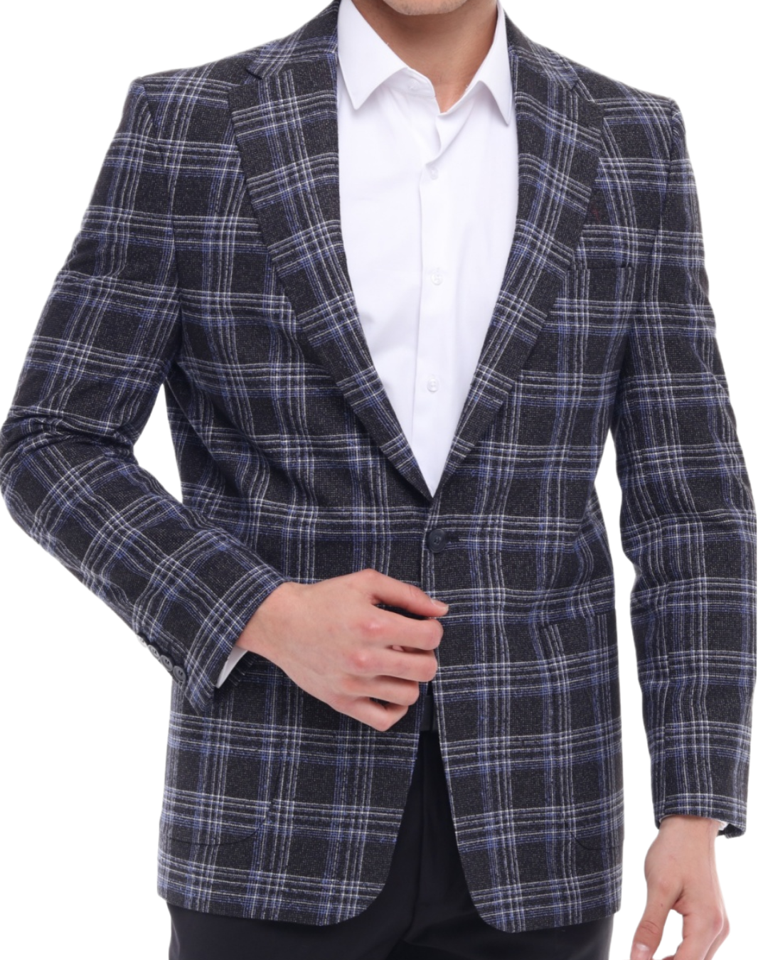 ICONIC SLEEK - Black & Blue Check Blazer