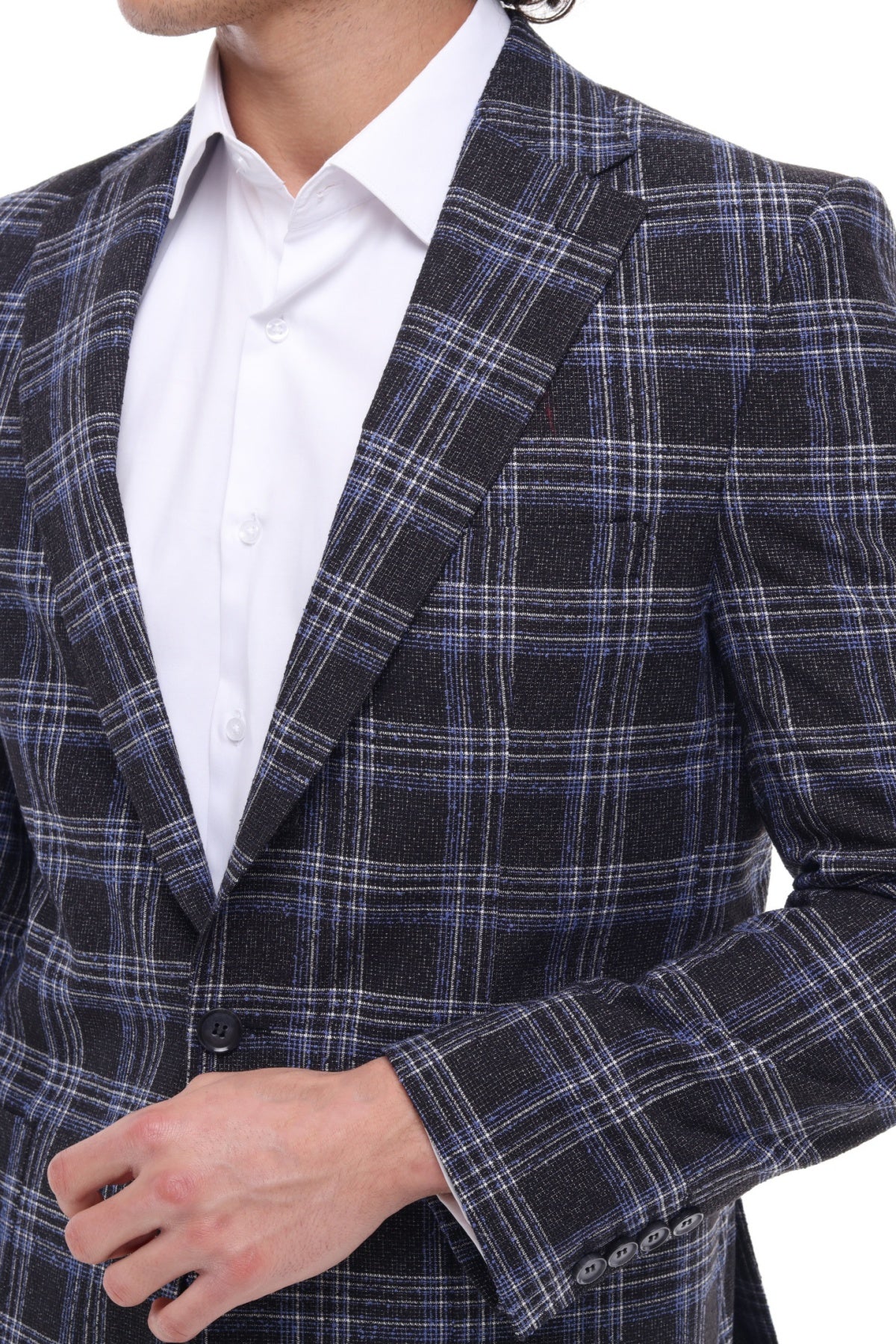 ICONIC SLEEK - Black & Blue Check Blazer for Men