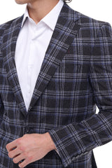 ICONIC SLEEK - Black & Blue Check Blazer for Men
