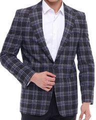 ICONIC SLEEK - Black & Blue Check Blazer